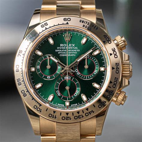 rolex daytona grünes blatt|Rolex green dial.